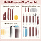 48-piece Pottery Tool Set for Carving, Clay Sculpting Tools, Polymer Clay Ceramic Modeling, Trimming, Shaping, Pottery Kiln Art