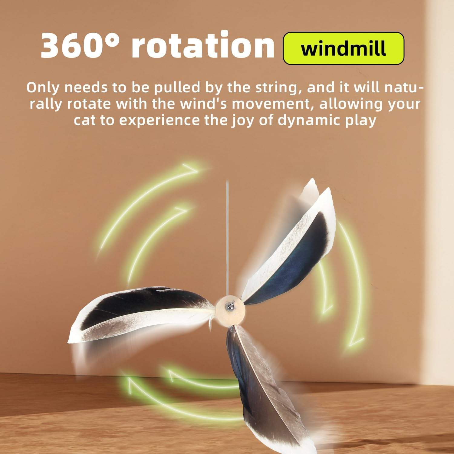 AFP Indoor Telescopic Cat Teaser Wand 360 Degree Rotation Natural Feather Interactive Pet Cat Toy Expandable Cat Feather Stick