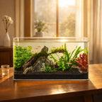 Aquariums,Curve-Edged Rectangular Goldfish Tank, Ultra-Clear Glass , Customizable for Home/Living Room, Small/Medium Sizes