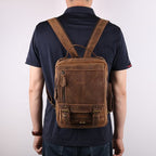 CHANGRONG Custom Crazy Horse Genuine Leather Sling Bag Backpack for Men Vintage Fashion Style