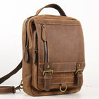 CHANGRONG Custom Crazy Horse Genuine Leather Sling Bag Backpack for Men Vintage Fashion Style