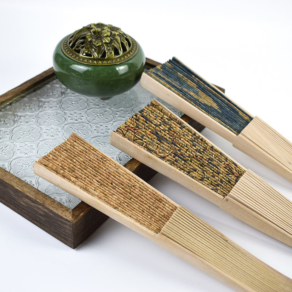 Custom Printed Logo Folding Bamboo Hand Fan Wedding Bamboo Hand Held Fabric Fans