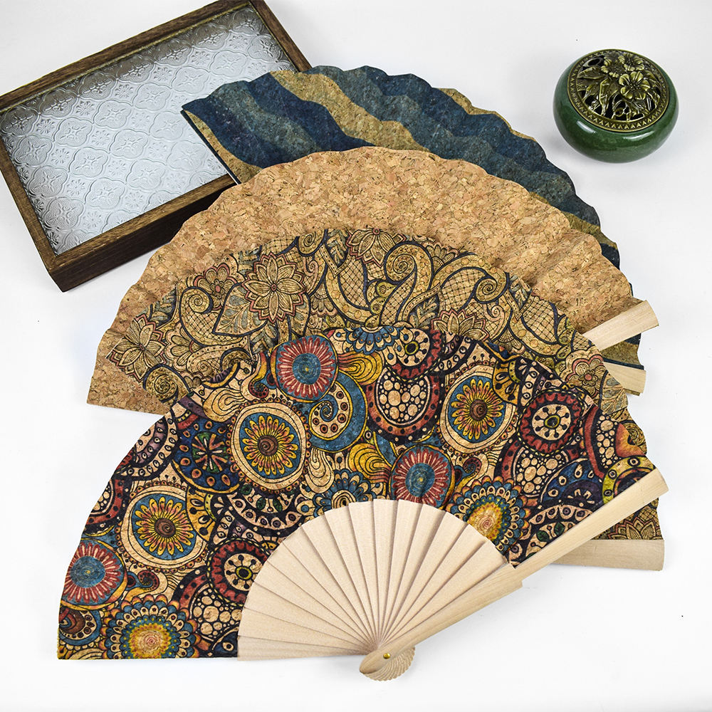 Custom Printed Logo Folding Bamboo Hand Fan Wedding Bamboo Hand Held Fabric Fans