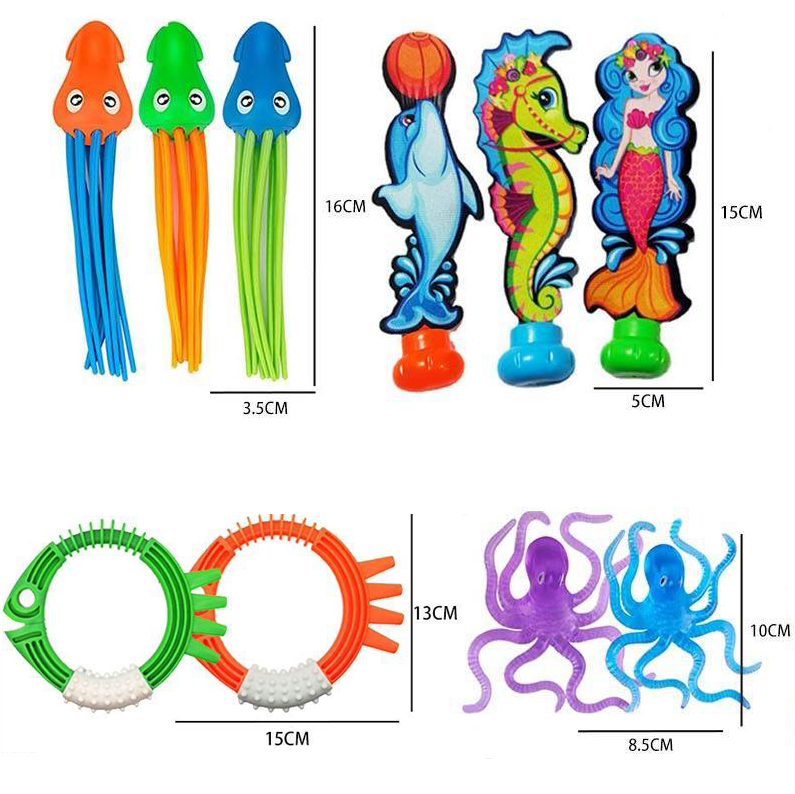 Glides Under Water Diving Toys Set Diving Octopus Diving Fish Ring Mermaid Swimming Pool Toys Water Toys for Kids Unisex H251179
