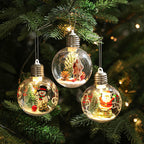 Glowing Transparent Christmas Ball Warm Light Decorative Clear Christmas Ball Ornaments 8cm Half Open Shape Christmas Ball