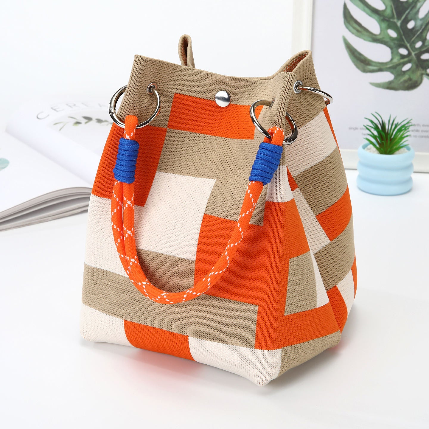 Hot Sale Custom Personalized Knitting Handbags Buckle Bag Handmade Fashion Women Hand Bags