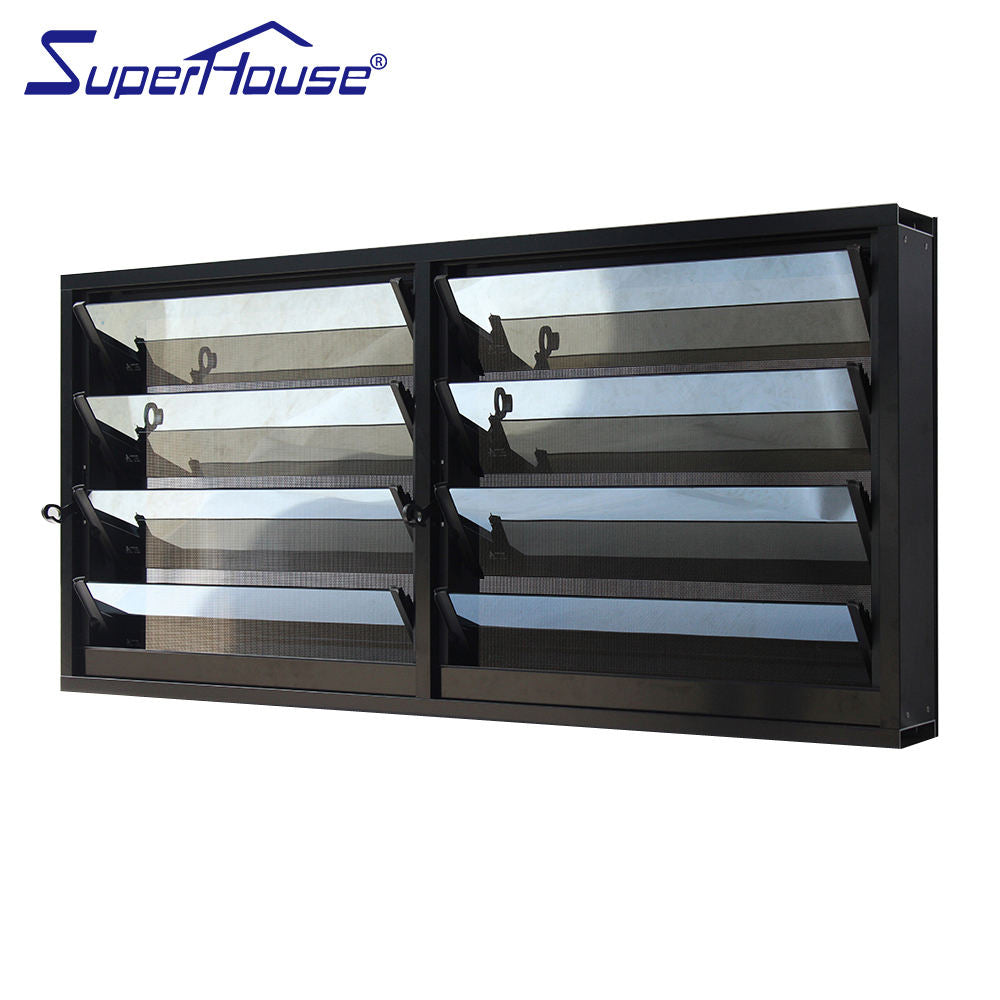 Hurricane Proof Impact Resistance NOA NFRC AS2047 Standard Aluminum Adjustable Louvered windows with Tinted Glass