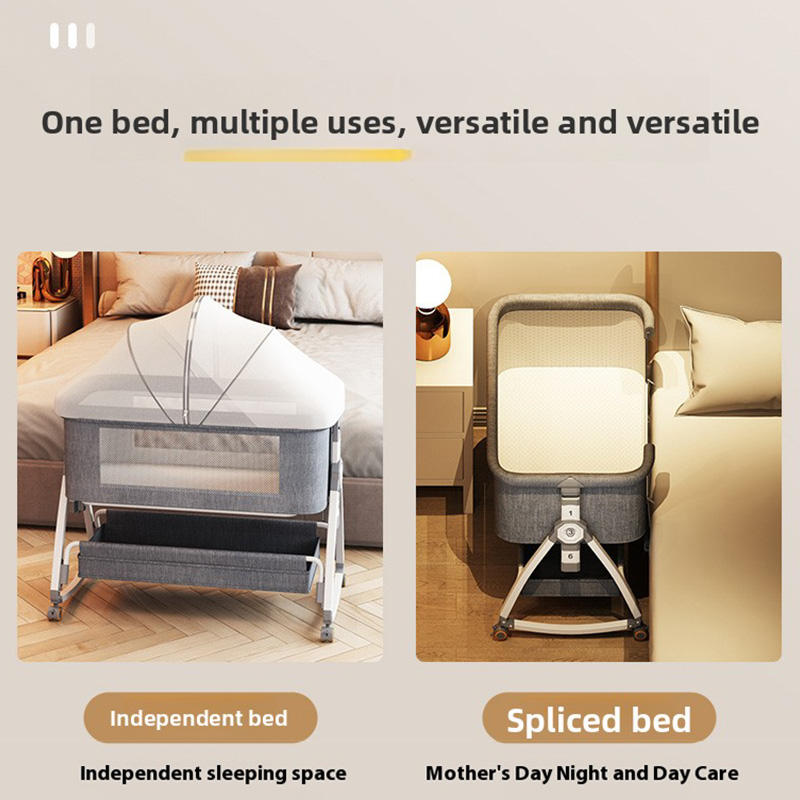 Modern Multi-functional Kids' Baby Crib Cot Baby Bassinet Cradle 3 in 1 Travel Baby Bed with Breathable Net Bedside Sleeper