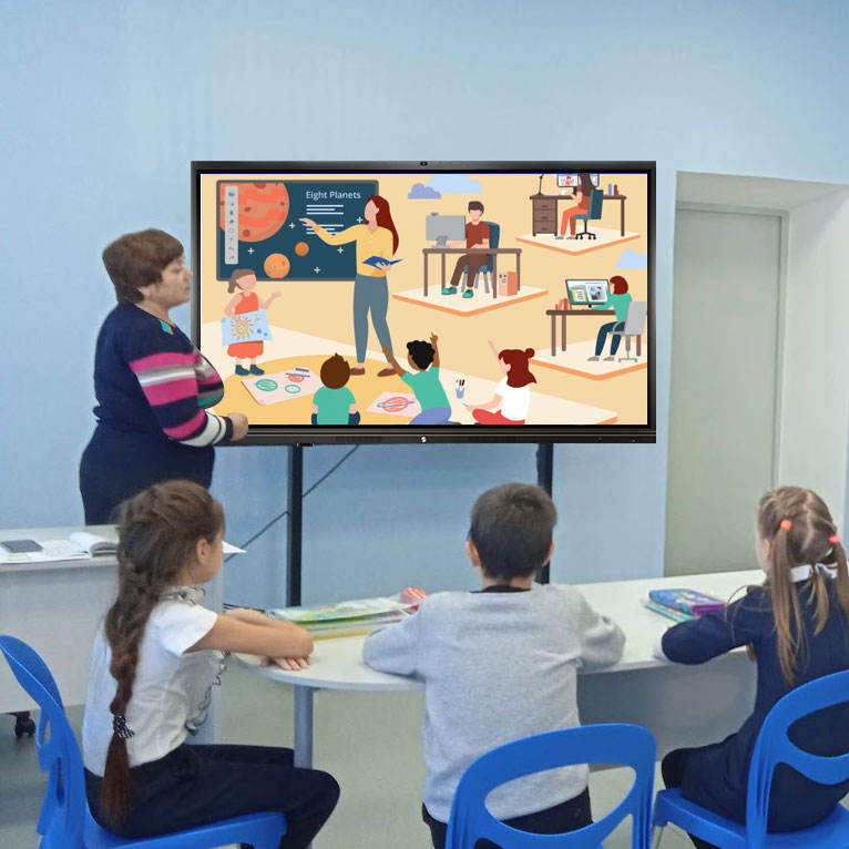 65/75/86/98/110 Inch Finger Multi-Touch 4K D-LED Backlit Interactive Smart LCD Whiteboard for Conference Use