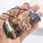 Natural Stone Pendant Necklace Irregular Gemstone Jewelry Boho Choker Women Gift Handmade Unique Dainty Everyday Layering