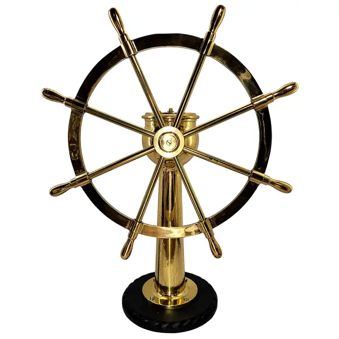 Nautical Ship Wheel Steering Wall Decoration Wood Craft Engraved Natural Polished Finish Indoor Metal Boat Wheel Top Selling