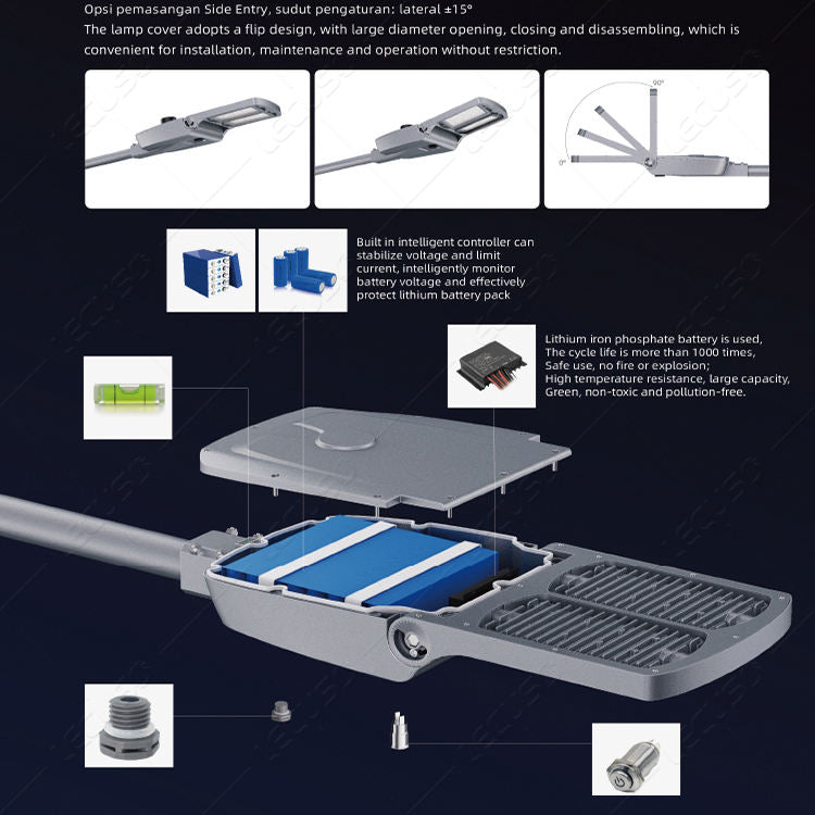 Outdoor IP66 Wide Solar Street Light Yellow All in Two 30w 50w 60w 80w 100w 120w 150w 200w Motion Sensor Solar LED Street Light