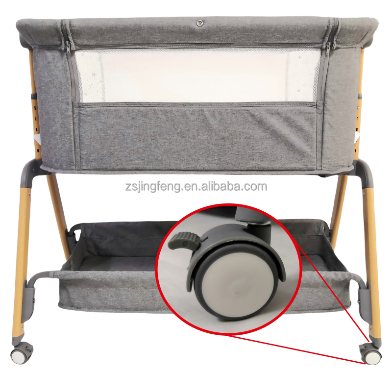 Portable Baby Bassinet Baby Bedside Co-Sleeping for 0-6 Months 5 Height Adjustable Bedside Crib Baby Bed Cot with Mosquito Net