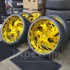 High Quality 2-piece Steering Wheel 5x114.3 5x120 Rims 6x139.7 22 23 24 26 Inch Gold/chrome Face Forged forgiato Steering Wheel