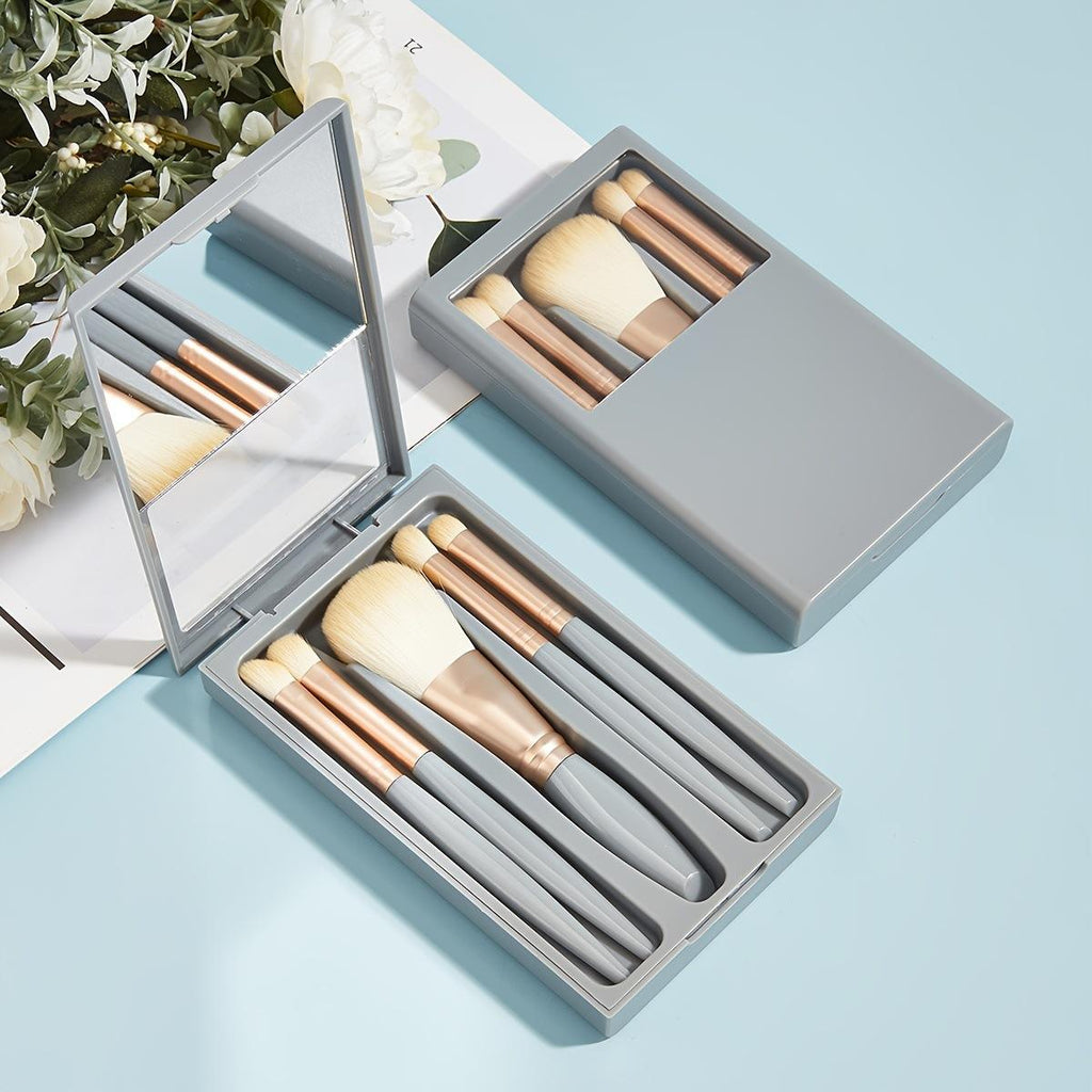Travel Size Makeup Brushes Set Easy-taken Mini Makeup Brush Set with Case and Mirror Small Complete Function Cosmetic Brush Kit