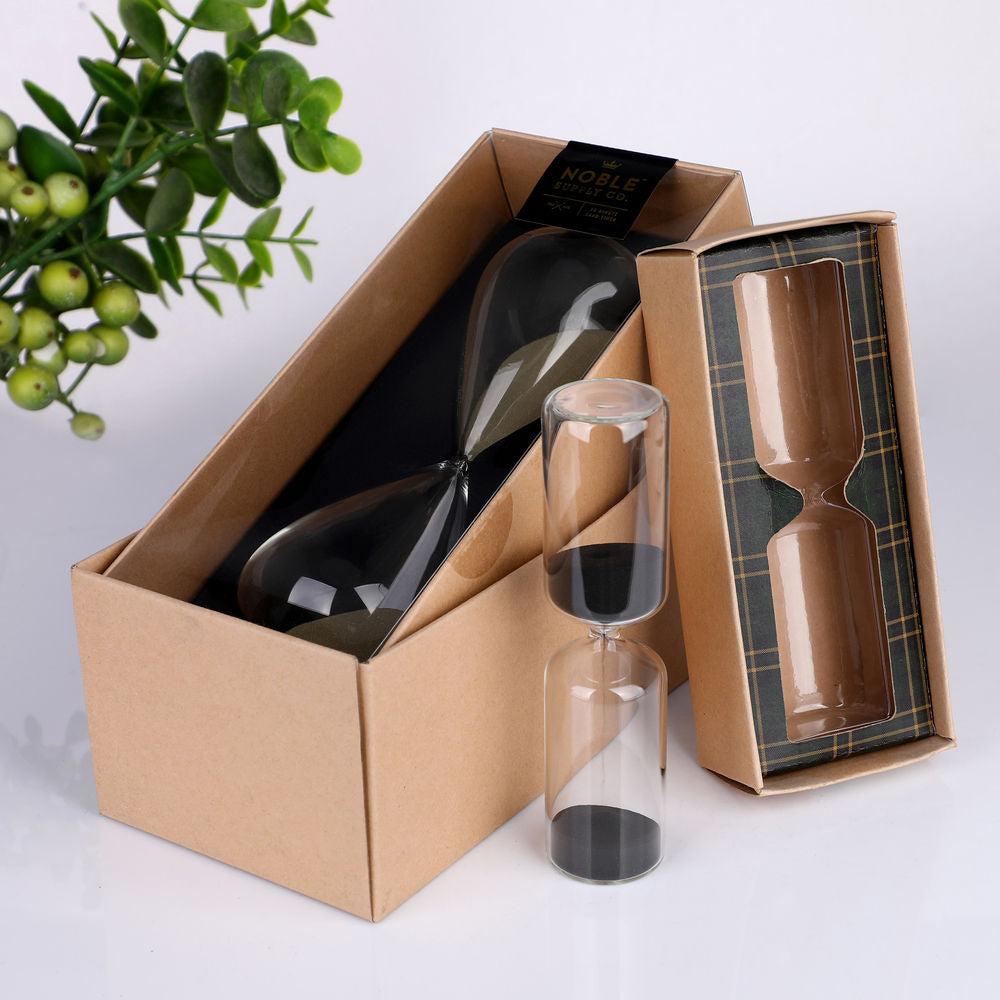 Wholesale Custom Logo Glass Hourglass Sand Timer Gift Box Set 30 Minute Sand Clock Office Decor Corporate Promotional