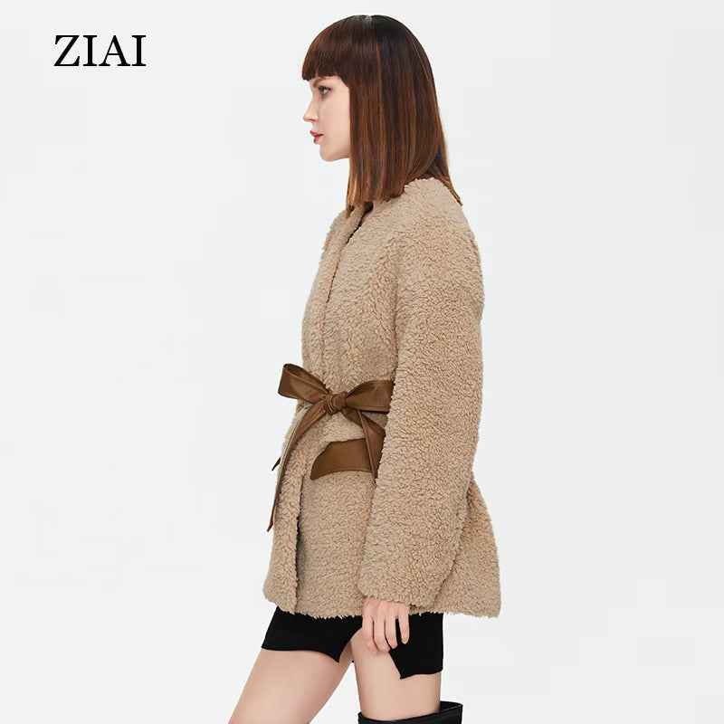 Winter Real Fur Fleece Fuzzy Faux Warm Shearling Jacket