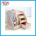 Desktop Organizer Wood Desk Pen Holder File Sorter